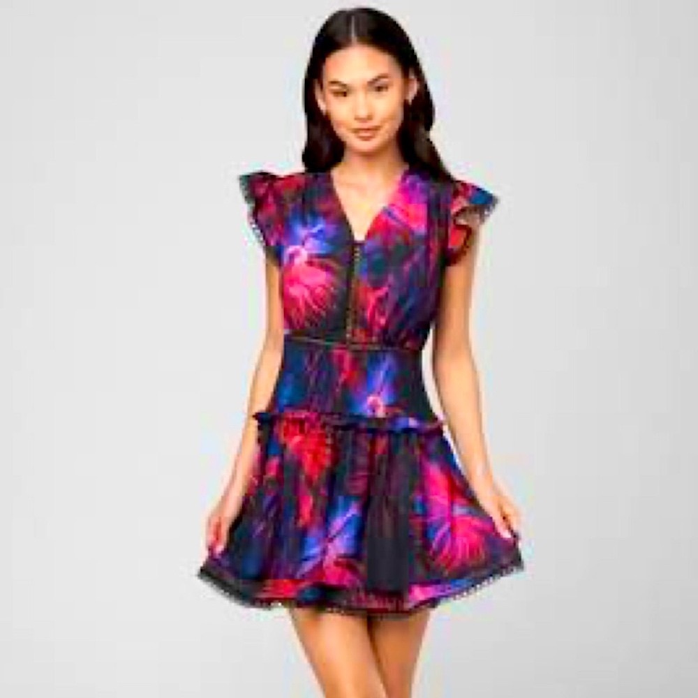 Bebe Ruffled Smock Waist Dress